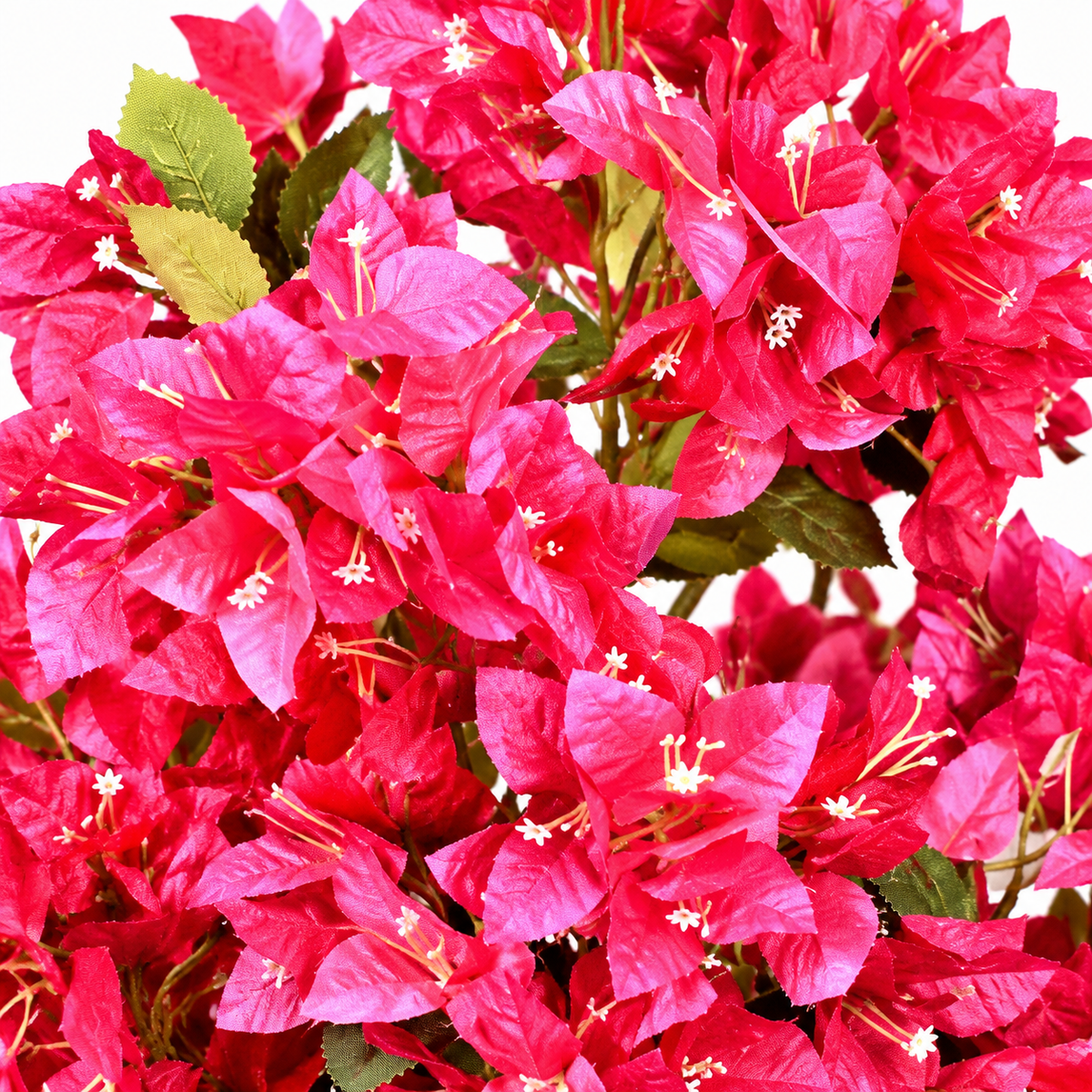 Artificial pink bougainvillea-style tree in white pot - detail