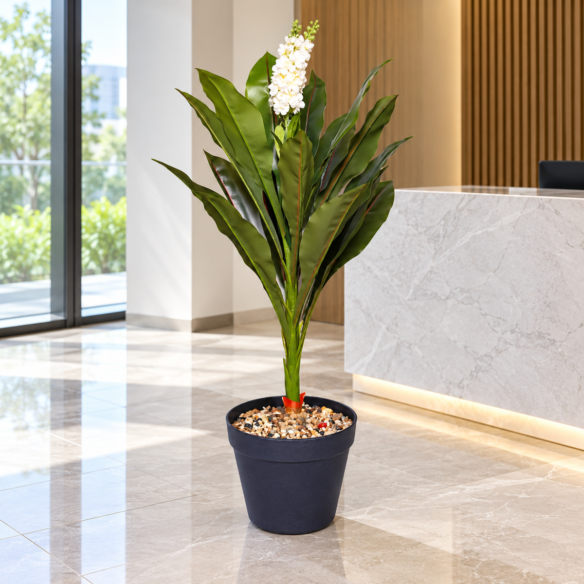Artificial white flowering green foliage plant 101 - office