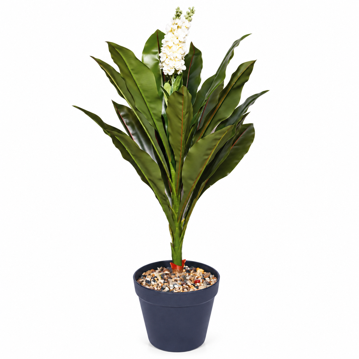 Artificial white flowering green foliage plant 101 - side