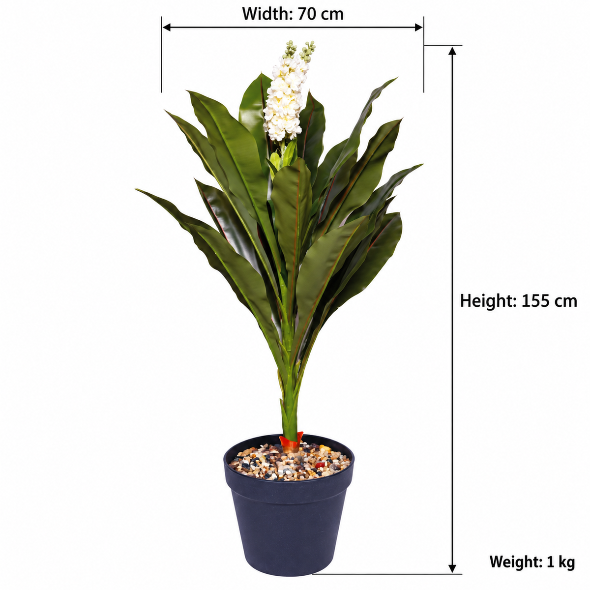 Artificial white flowering green foliage plant 101 - size