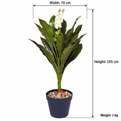 Artificial white flowering green foliage plant 101 - size