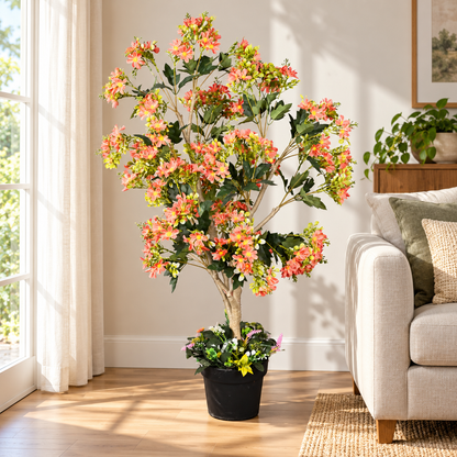 Artificial coral pink flowering tree 11 - home
