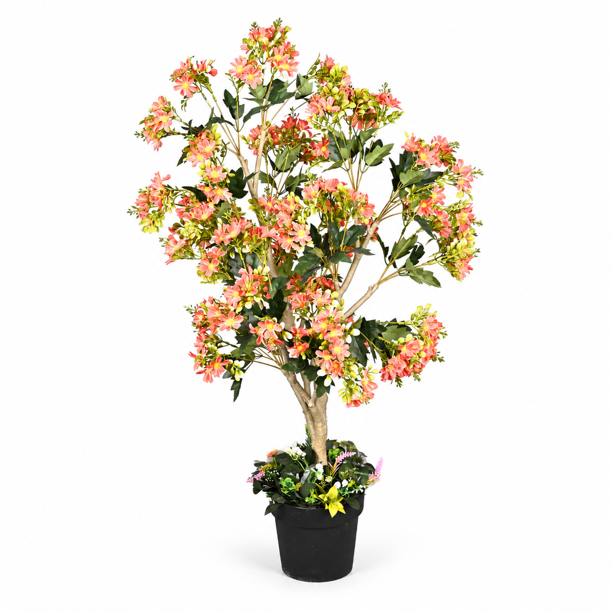 Artificial coral pink flowering tree 11 - side