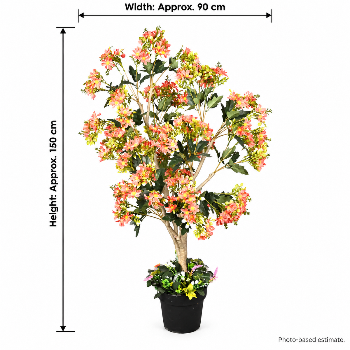 Artificial coral pink flowering tree 11 - size