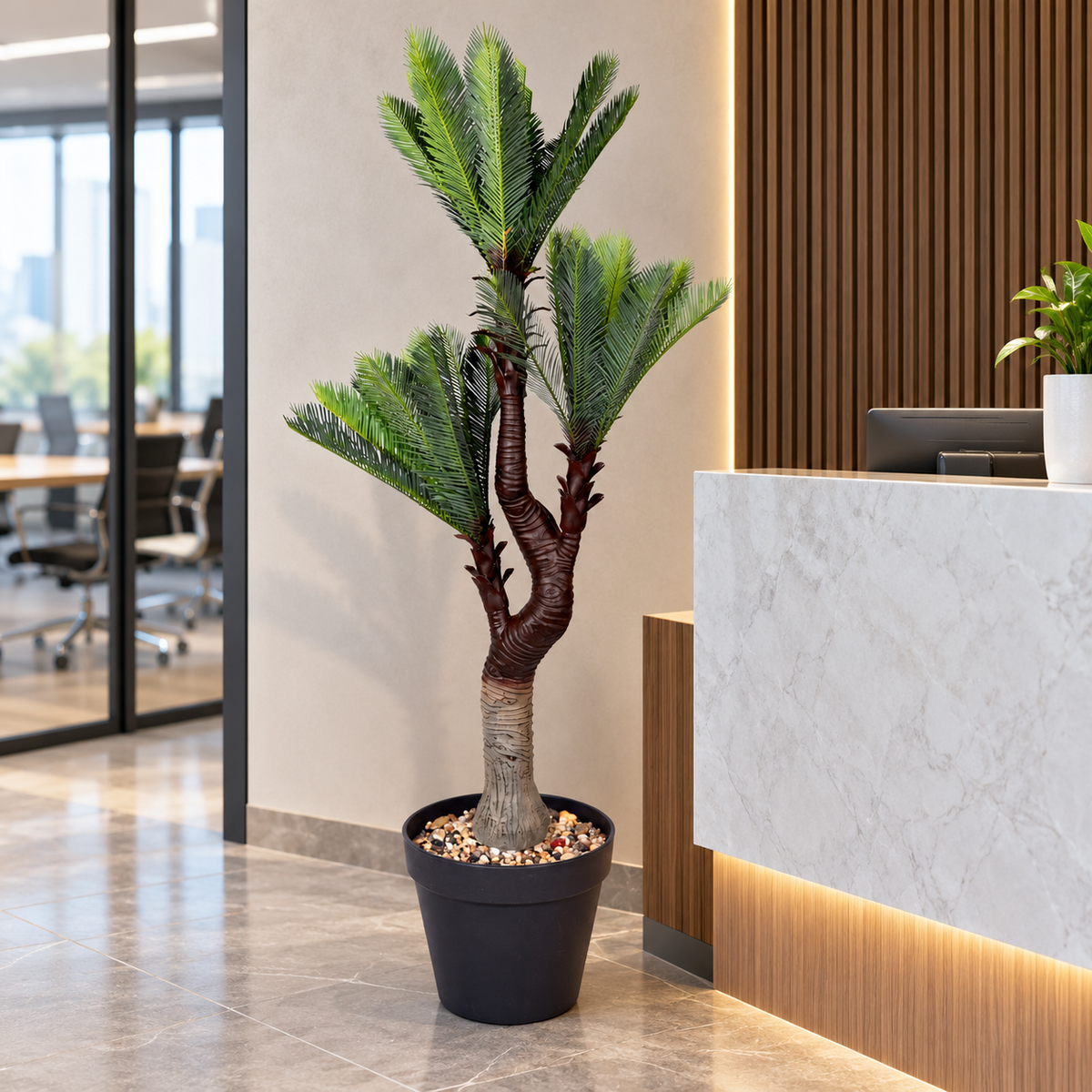 Artificial triple crown cycad palm 160 cm - office
