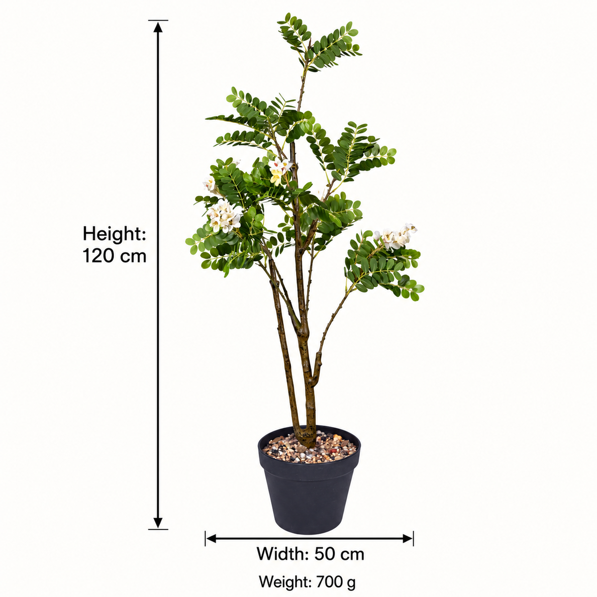 Artificial white flowering tree with pot 120 cm AFF-Plant-121 - dimensions