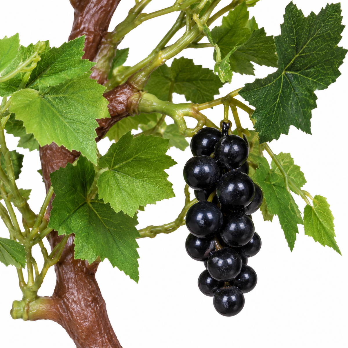 Artificial grape plant with black pot - detail