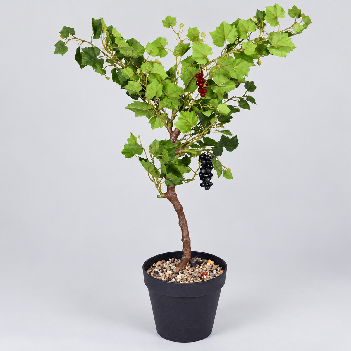Artificial grape plant with black pot - side