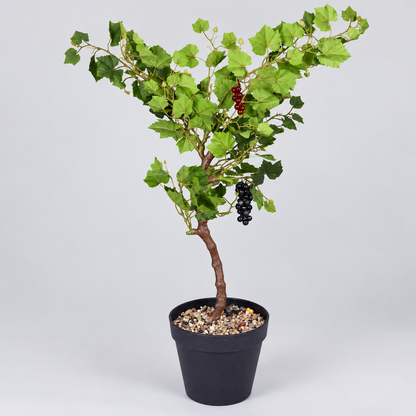 Artificial grape plant with black pot - side