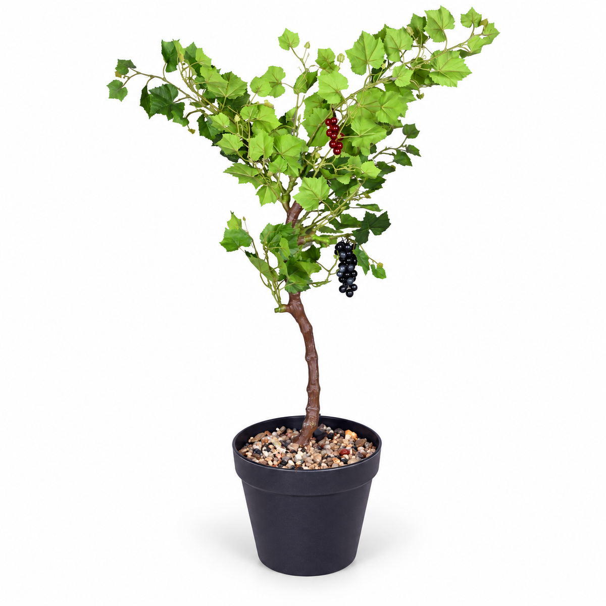 Artificial grape plant with black pot - white