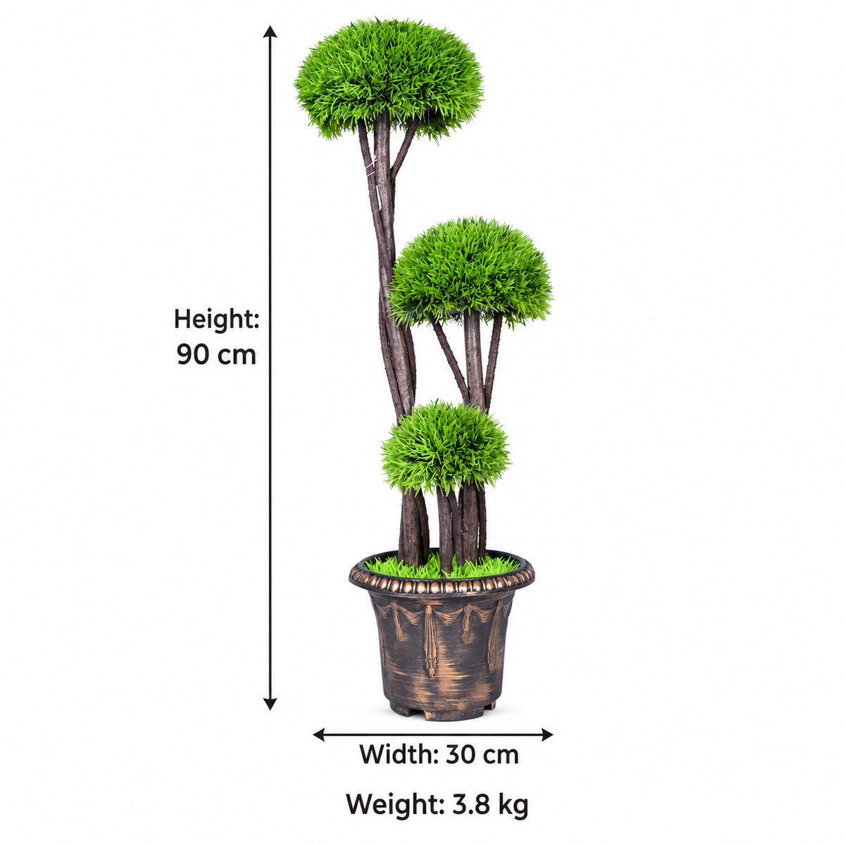 Artificial three-tier green topiary AFF-Plant-132 - dimensions