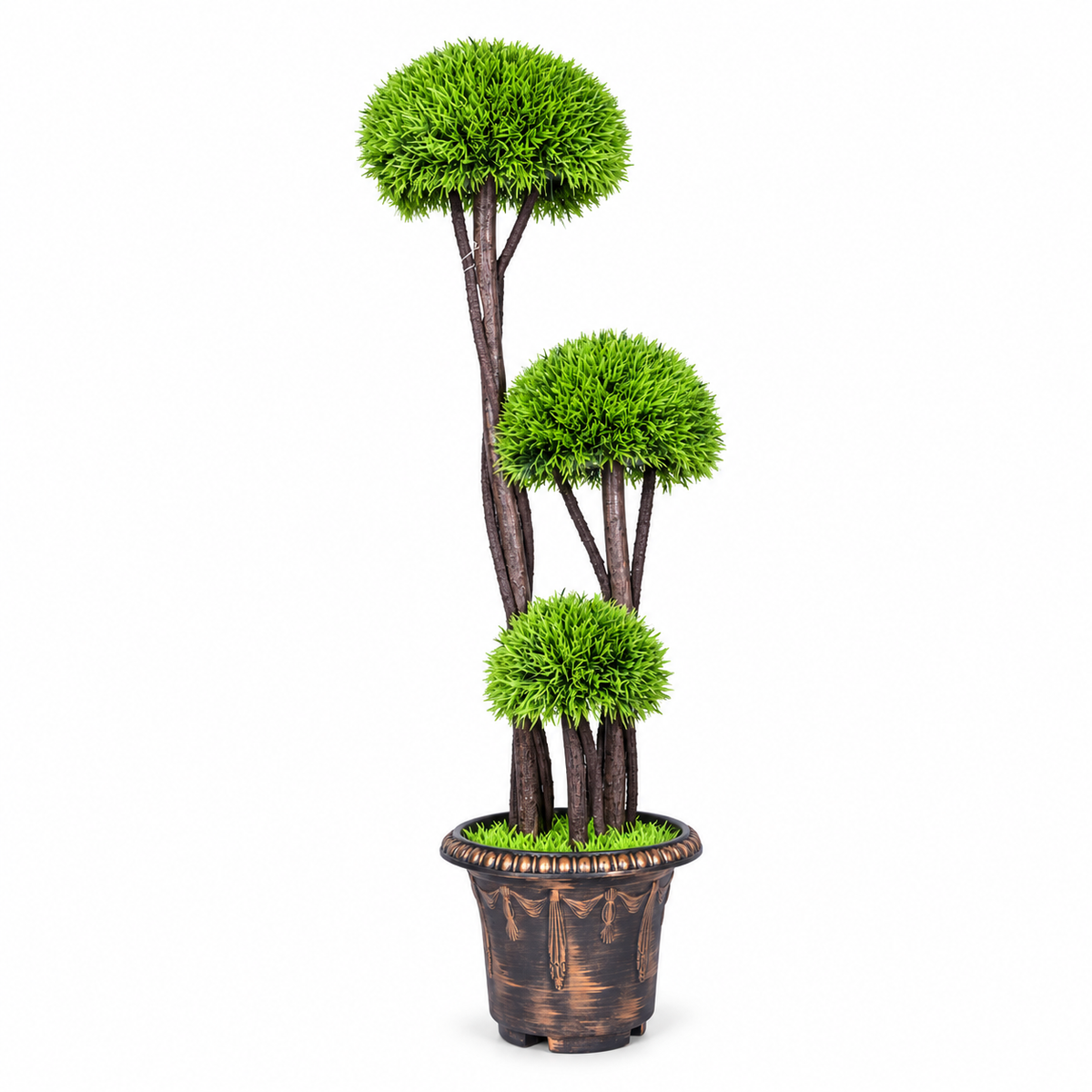 Artificial three-tier green topiary AFF-Plant-132 - white