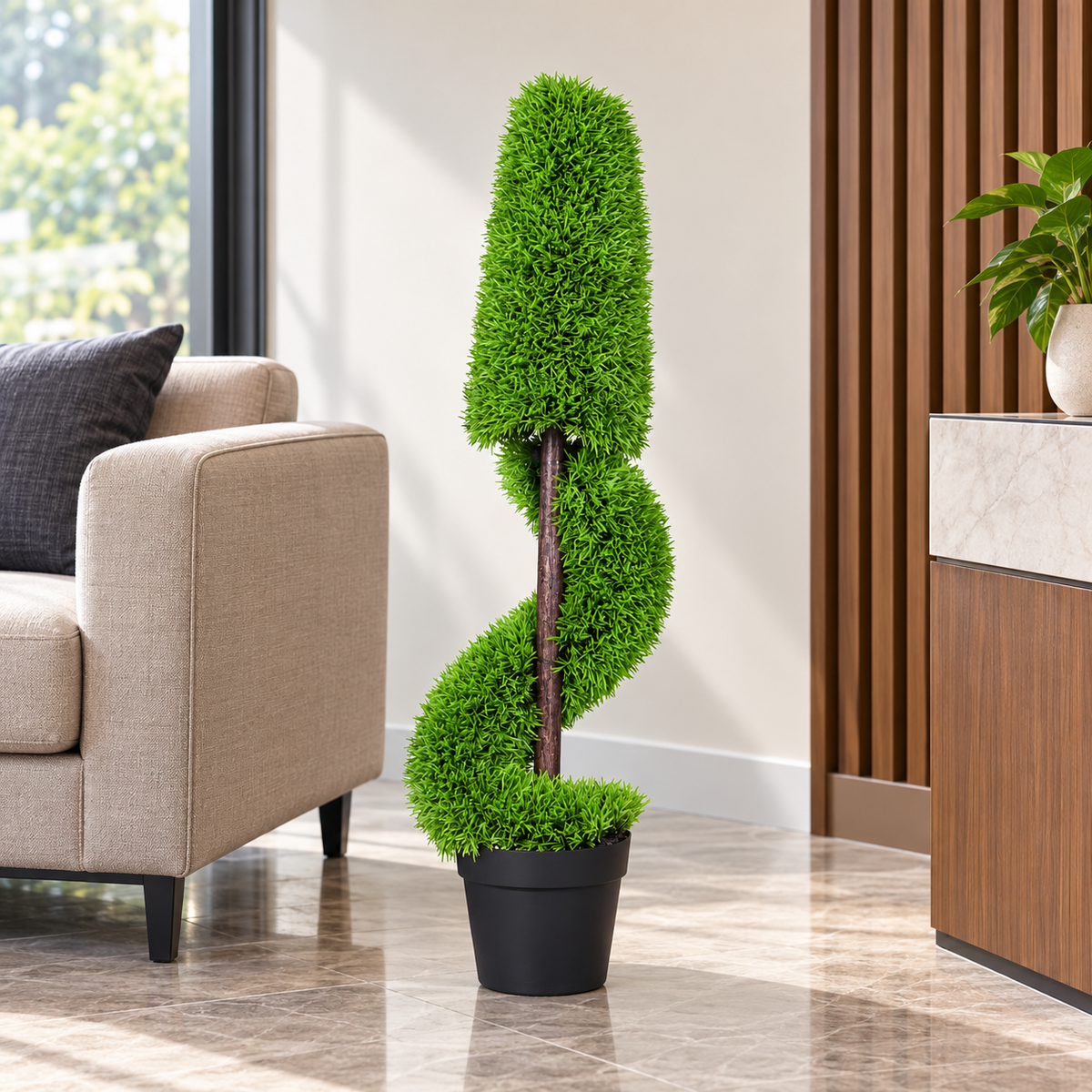 Artificial green spiral topiary plant 133 - office