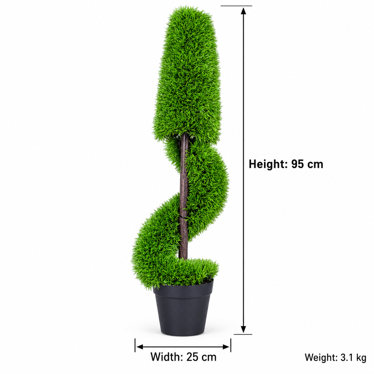 Artificial green spiral topiary plant 133 - size