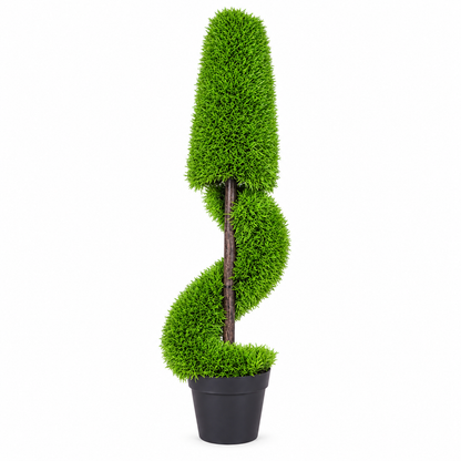Artificial green spiral topiary plant 133 - white