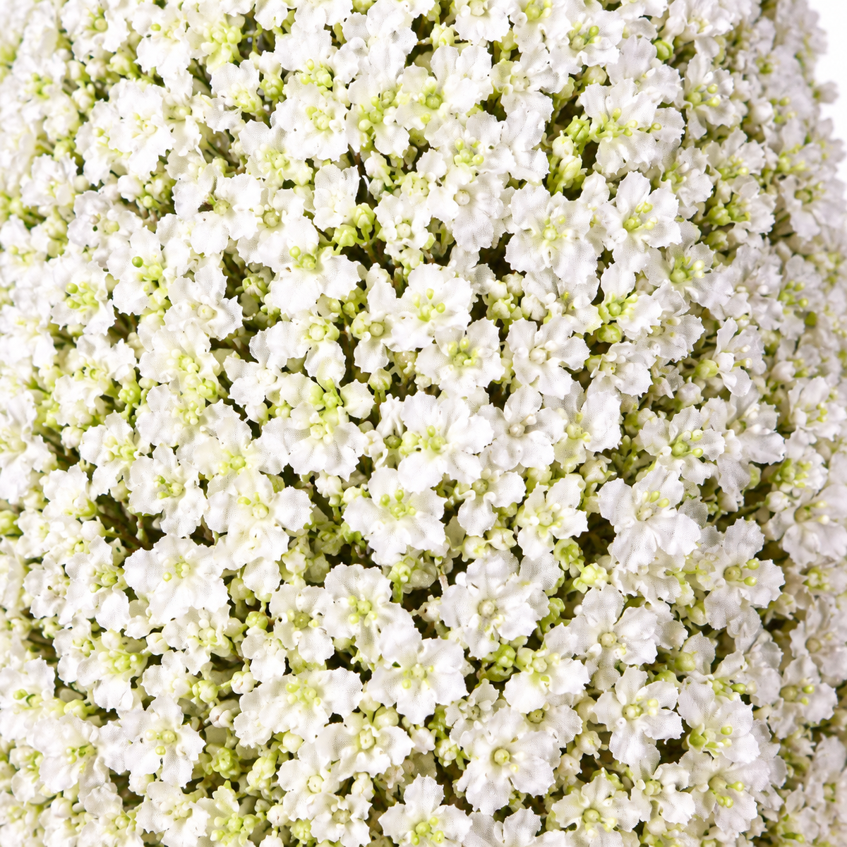 Artificial white floral cone topiary in square planter - detail