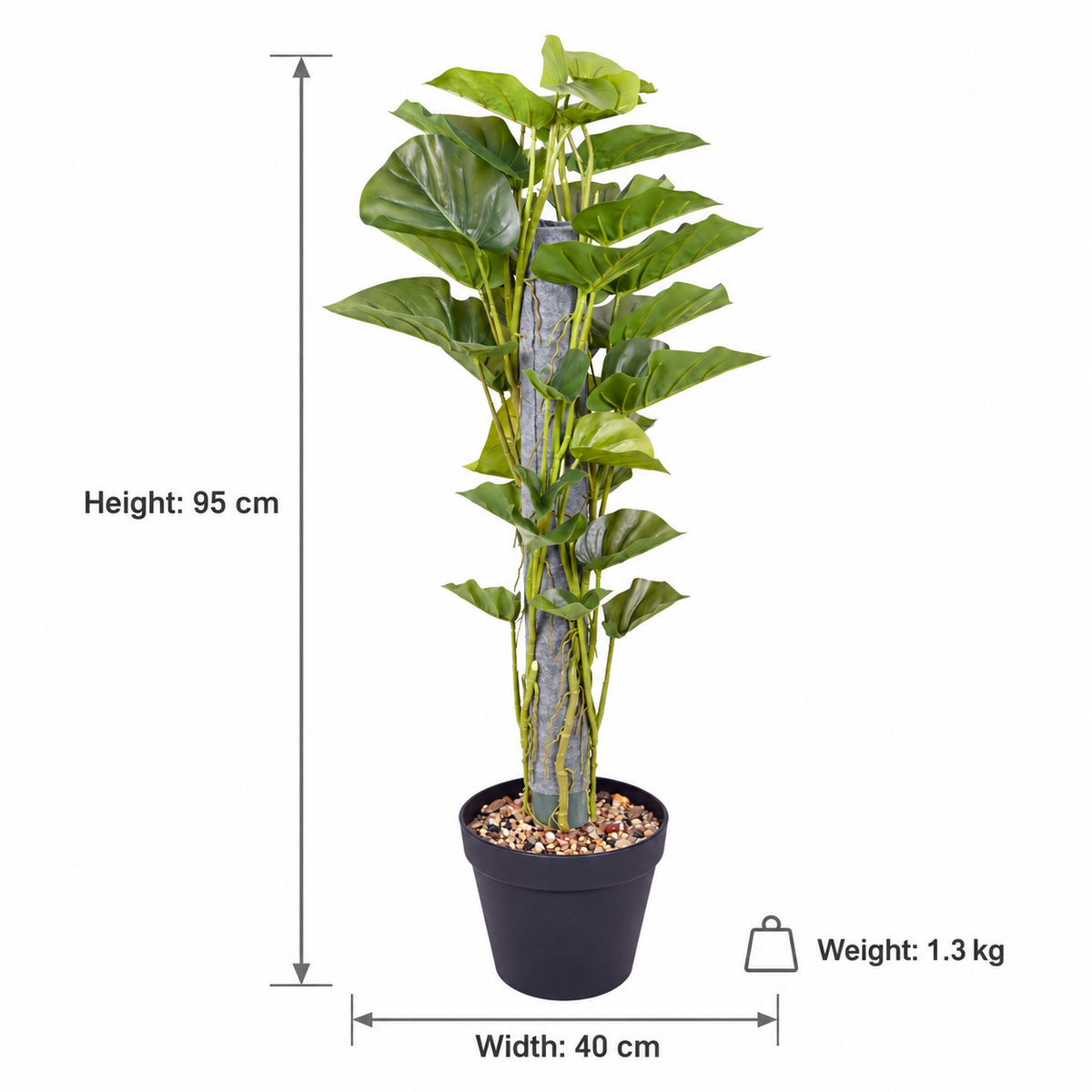 Artificial climbing heart leaf plant 95 cm - dimensions