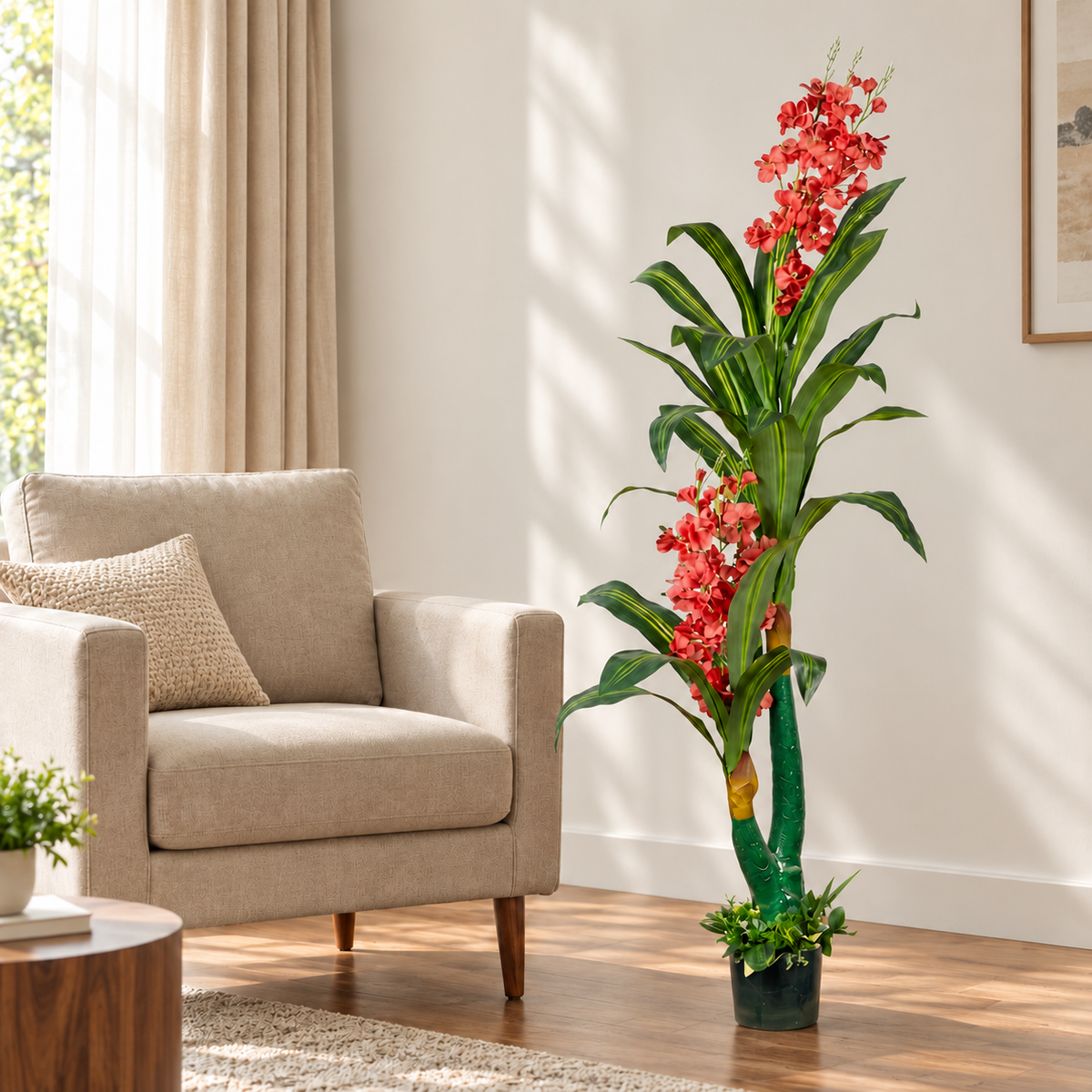 AFF-06 red flowering artificial plant living-room