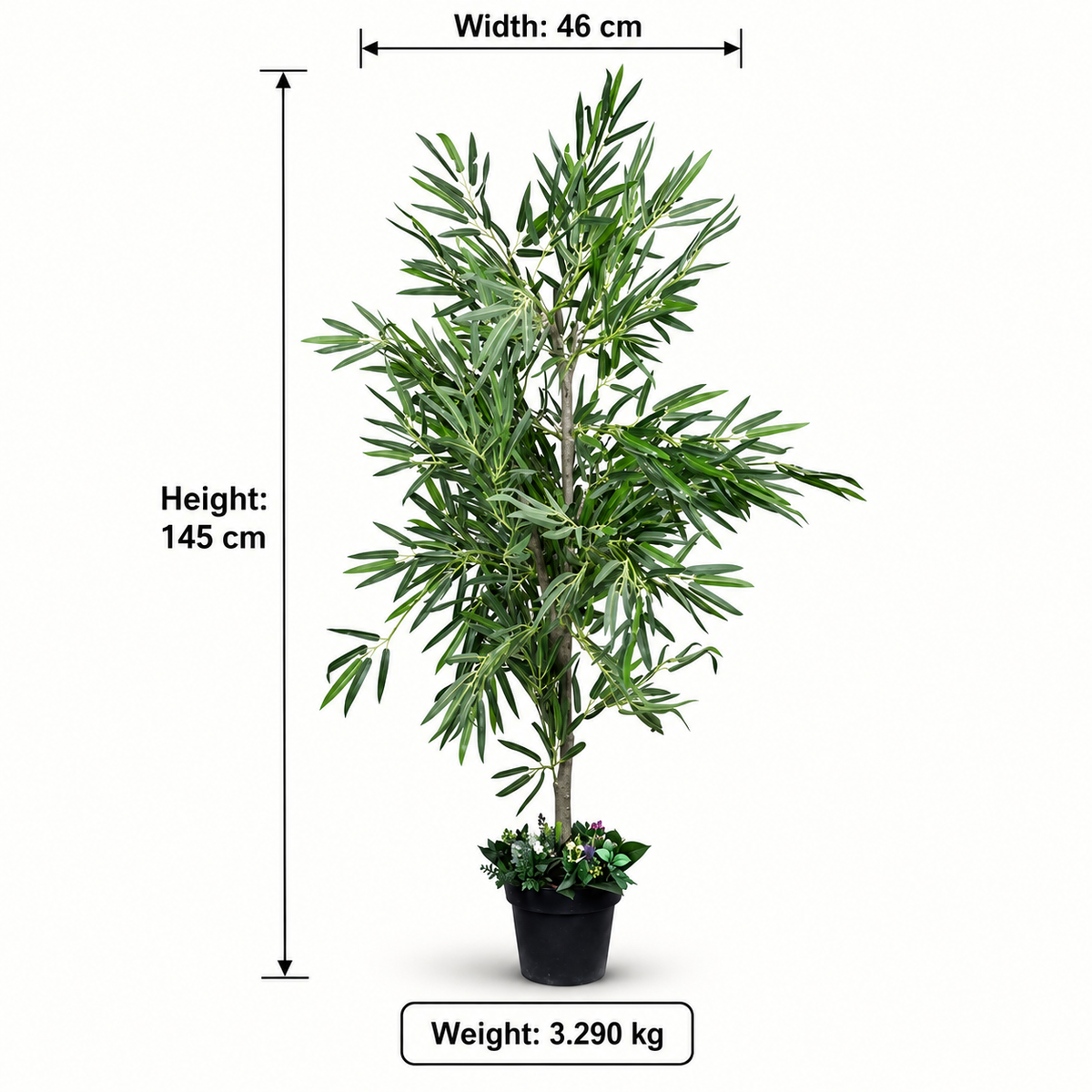 Artificial Bamboo Willow Potted Tree - dimensions
