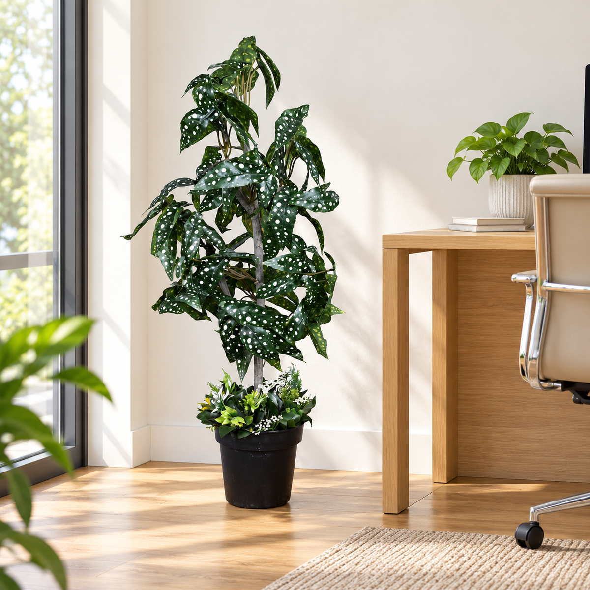 Artificial polka dot spotted Begonia plant - office