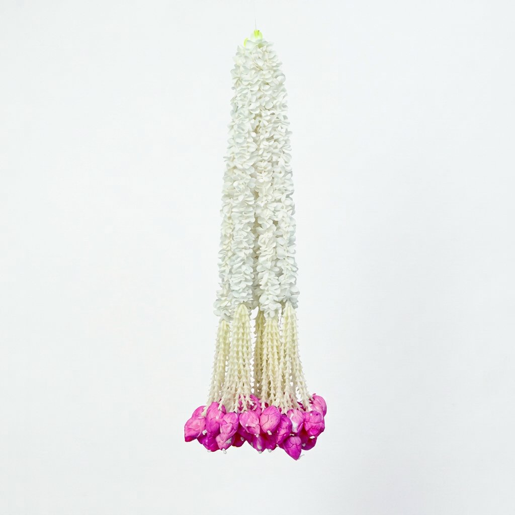 Artificial Mogra Ladi with small lotus pointed leaves | AFF-Garland-22 | {Different colors are available}
