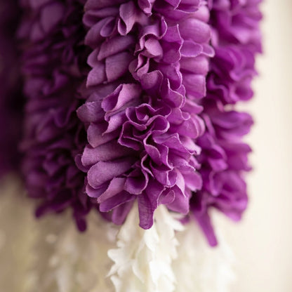Artificial Purple & White Dangling Flower Garland with Beads – Traditional Latkan for Pooja, Door, Mandir & Festive Décor (65 cm) – Pack of 10