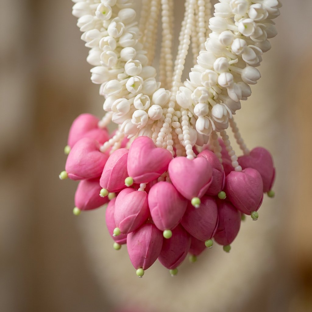 Artificial Mogra Ladi with small lotus pointed leaves | AFF-Garland-22 | {Different colors are available}