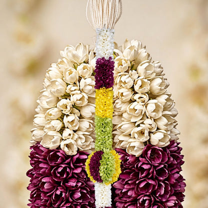 Artificial Multicolour Floral Hanging Garland with Round Flower Motifs – Decorative Band Latkan for Door, Pooja, Mandir & Festive Décor