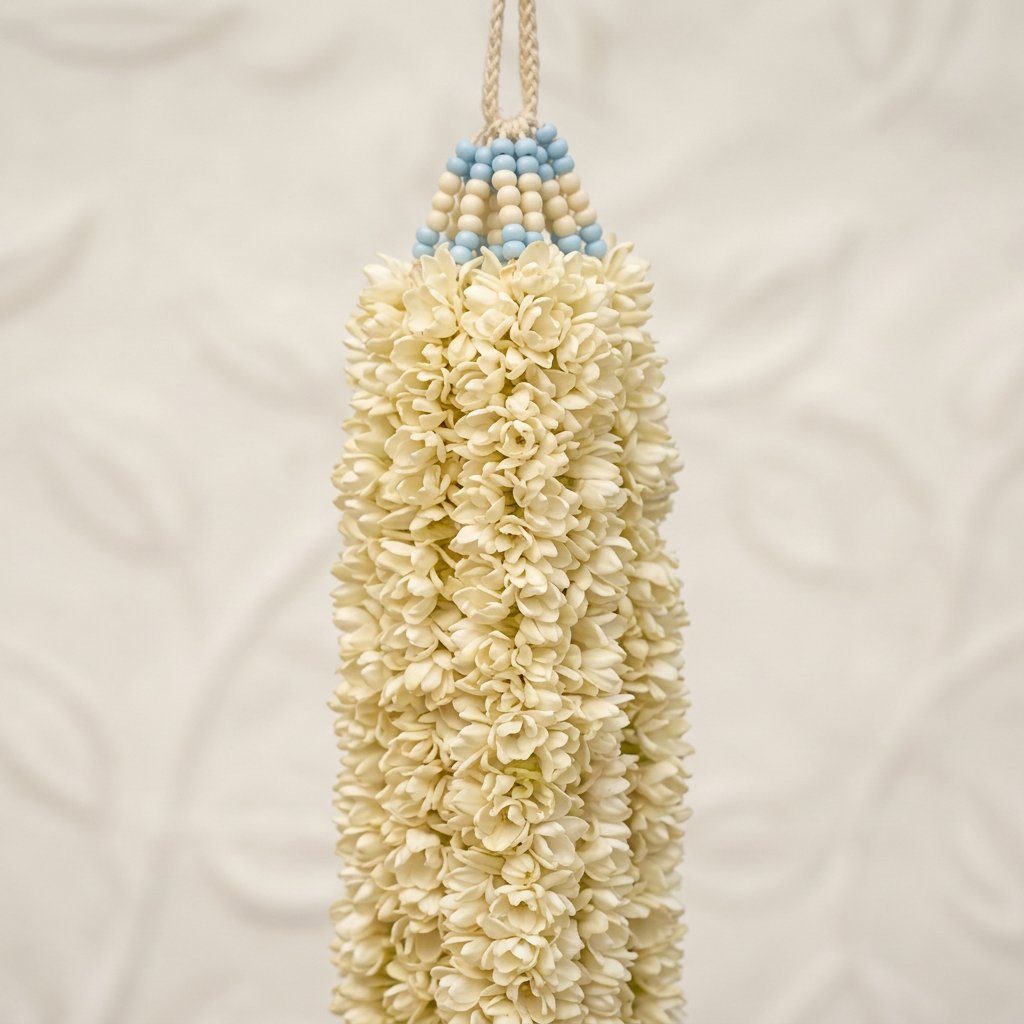 AFF Artificial White Jasmine / Mogra Floral Garland (160 cm / 800g)- Artificial Flower Garland | AFF-Garland-11.1