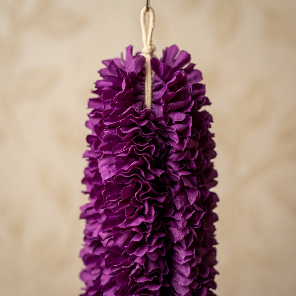 Artificial Purple & White Dangling Flower Garland with Beads – Traditional Latkan for Pooja, Door, Mandir & Festive Décor (65 cm) – Pack of 10