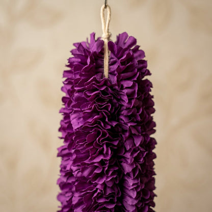 Artificial Purple & White Dangling Flower Garland with Beads – Traditional Latkan for Pooja, Door, Mandir & Festive Décor (65 cm) – Pack of 10