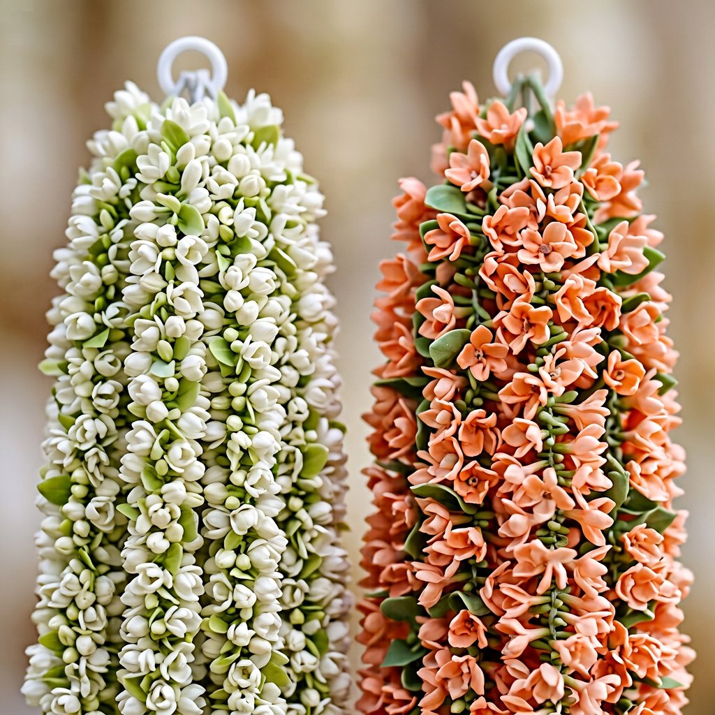 Premium Artificial White Flower Hanging Jhumar Garland – 100 cm