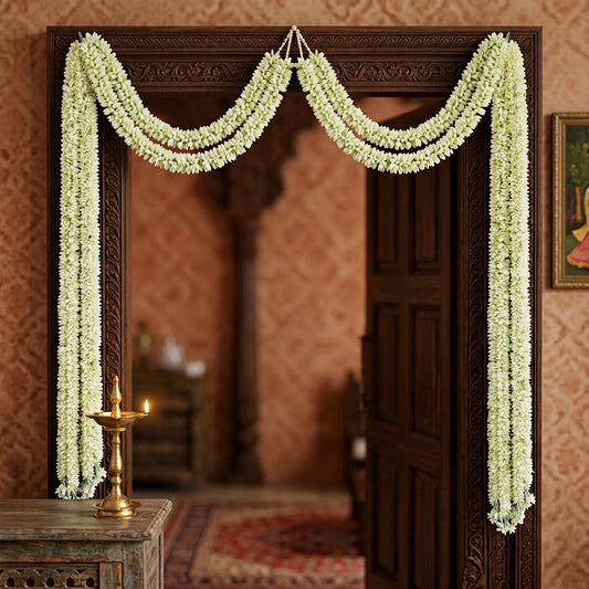 AFF Artificial White Jasmine / Mogra Floral Garland (160 cm / 800g)- Artificial Flower Garland | AFF-Garland-11.1