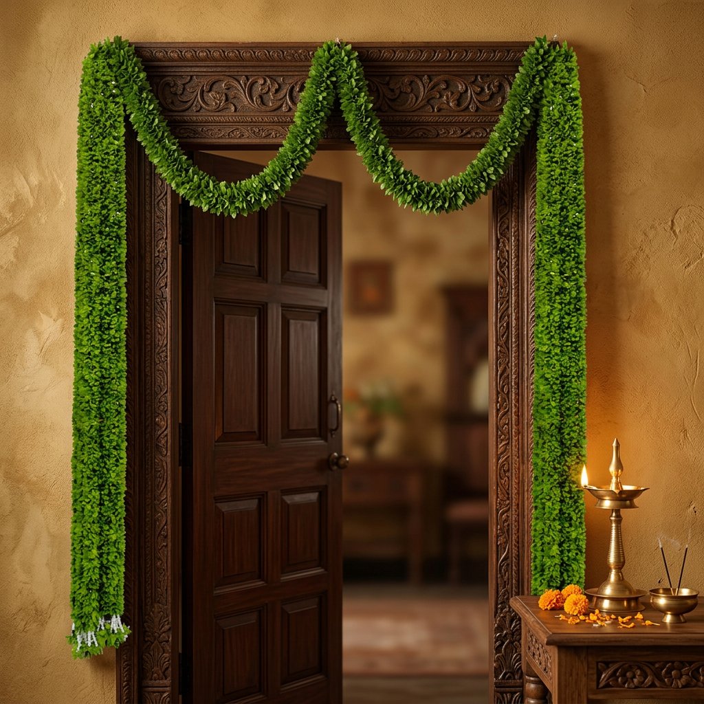 Long Green Leafy Hanging Garland – Slim Artificial Foliage Latkan for Door, Window, Balcony & Backdrop Décor (160 cm) – Pack of 10