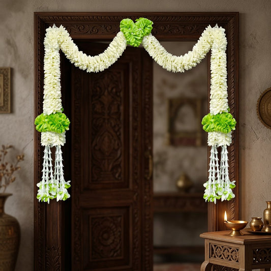 Artificial Mogra ladi with 2 Green Flower | AFF-Garland-26