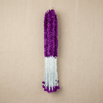 Artificial Purple & White Dangling Flower Garland with Beads – Traditional Latkan for Pooja, Door, Mandir & Festive Décor (65 cm) – Pack of 10