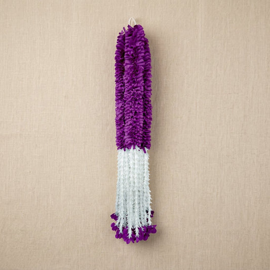 Artificial Purple & White Dangling Flower Garland with Beads – Traditional Latkan for Pooja, Door, Mandir & Festive Décor (65 cm) – Pack of 10