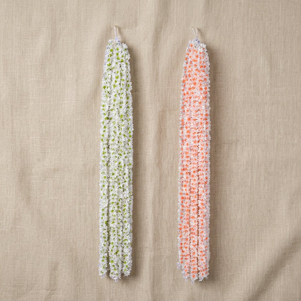 Premium Artificial White Flower Hanging Jhumar Garland – 100 cm