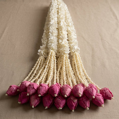 Artificial Mogra Ladi with small lotus pointed leaves | AFF-Garland-22 | {Different colors are available}