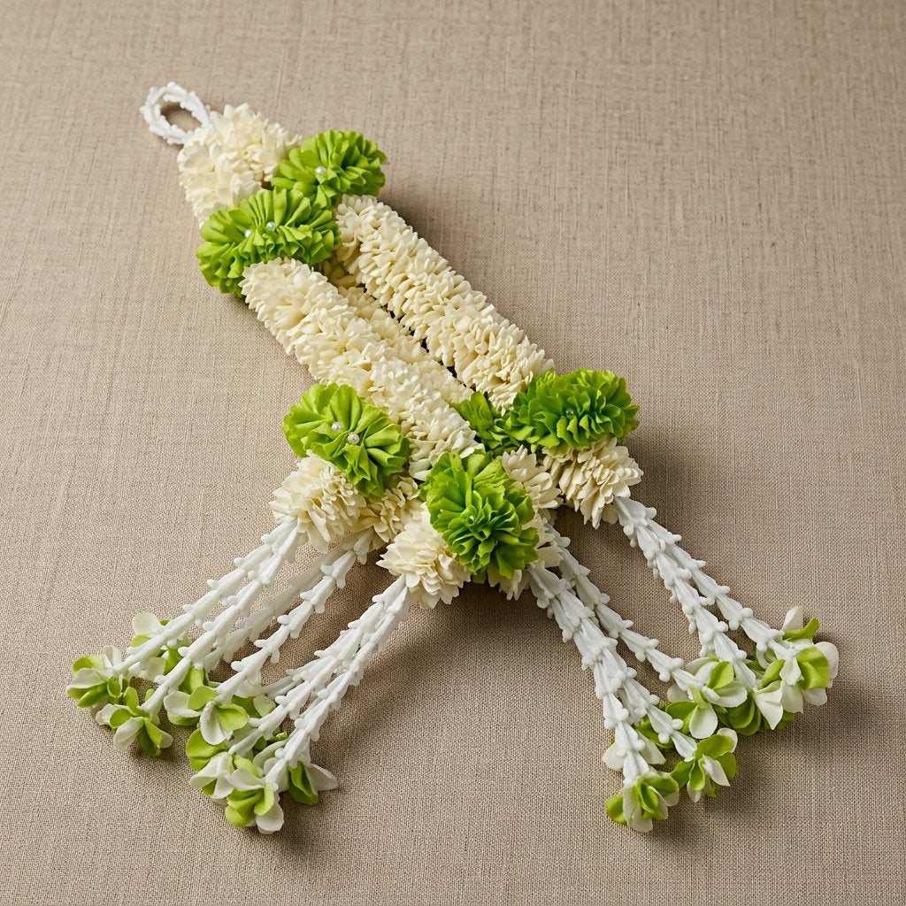 Artificial Mogra ladi with 2 Green Flower | AFF-Garland-26