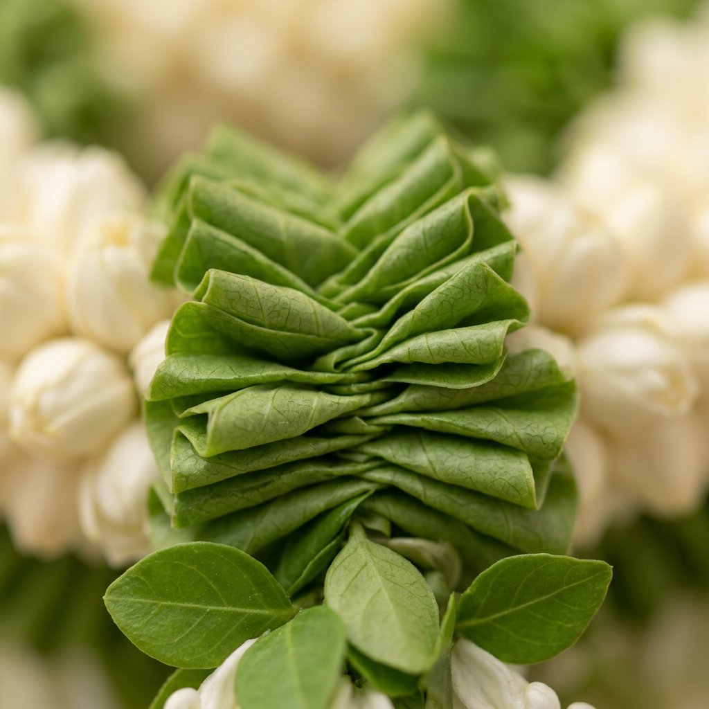 Artificial Mogra ladi with 2 Green Flower | AFF-Garland-26