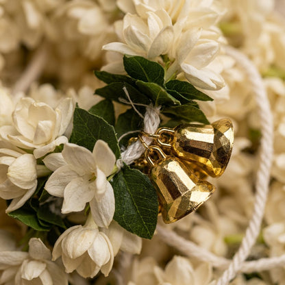 Artificial White Jasmine-Style Flower Hanging Garland with Golden Bells – Traditional Latkan for Pooja, Mandir, Door & Festive Décor (36 cm) – Pack of 10