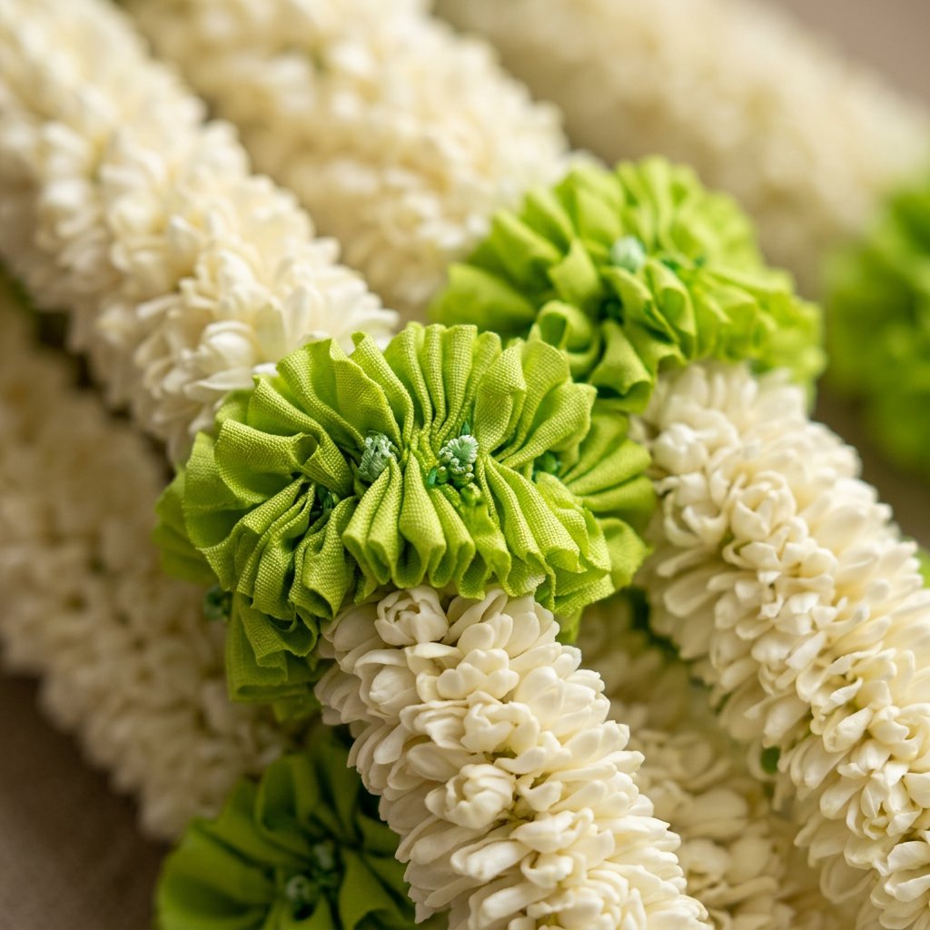 Artificial Mogra ladi with 2 Green Flower | AFF-Garland-26