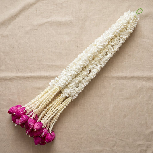 Artificial Mogra Ladi with small lotus pointed leaves | AFF-Garland-22 | {Different colors are available}