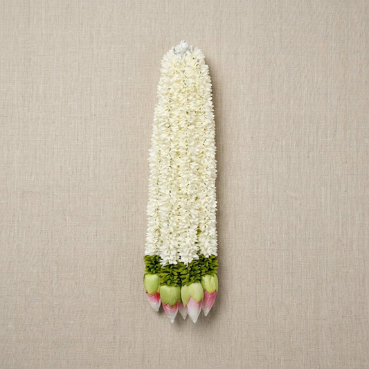 Artificial Mogra Ladi with Small Green Lotus | AFF-Garland-19