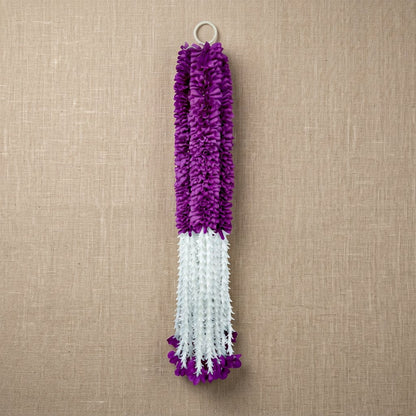 Artificial Purple & White Dangling Flower Garland with Beads – Traditional Latkan for Pooja, Door, Mandir & Festive Décor (65 cm) – Pack of 10
