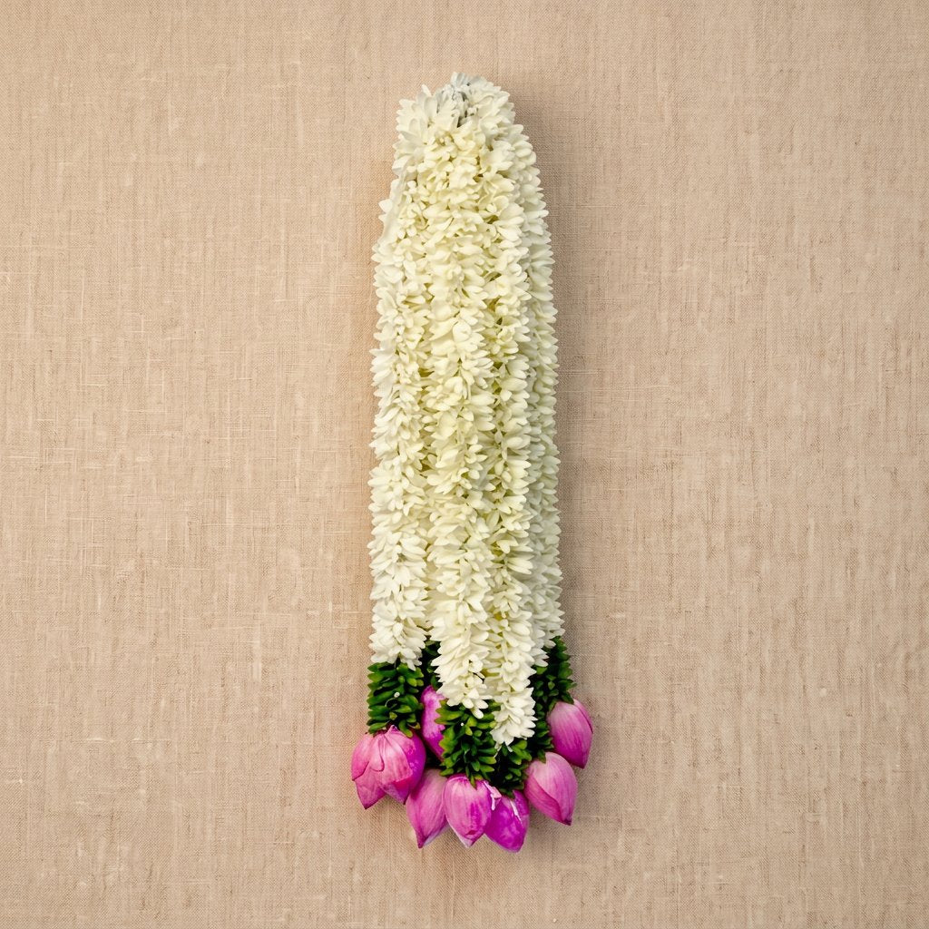 Artificial Mogra Ladi with Small Lotus | AFF-Garland-20