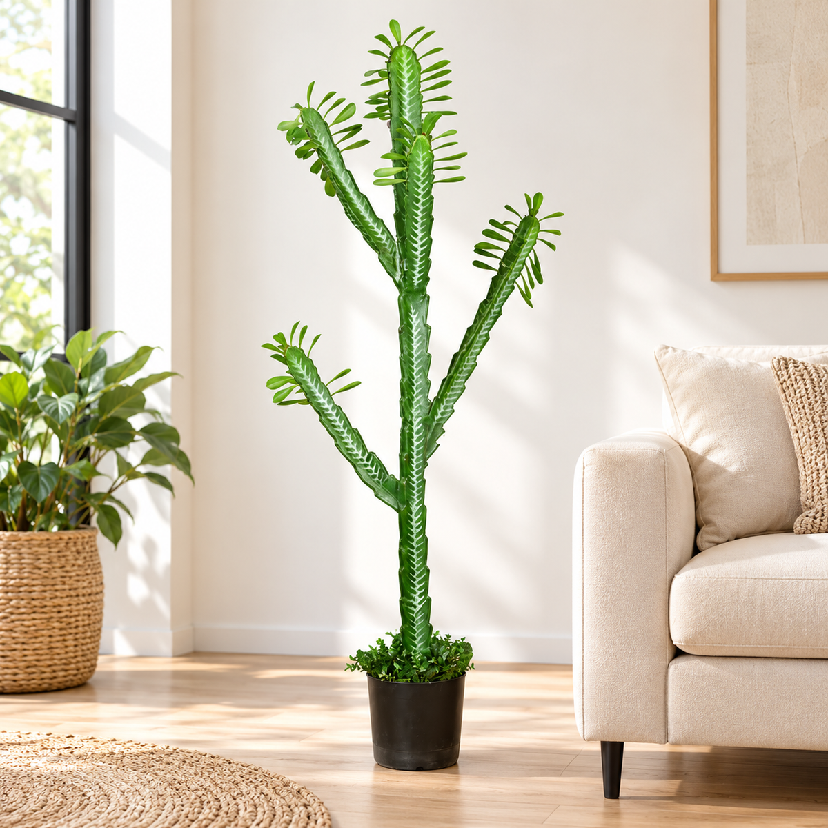 Artificial Euphorbia Trigona Potted Cactus - living-room