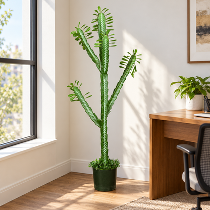 Artificial Euphorbia Trigona Potted Cactus - office