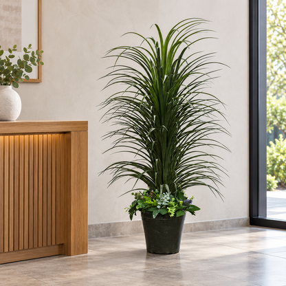 Artificial fountain grass with mixed floral base - office